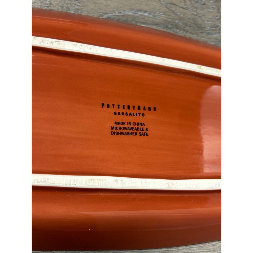 Pottery Barn Sausalito Spice Terracotta Oval Serving Platter Boat 2003 Vintage - Picture 3 of 7